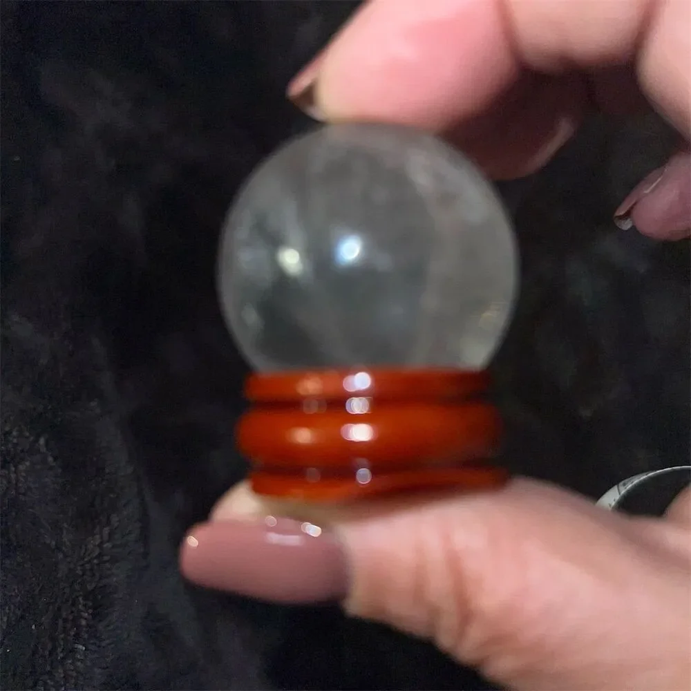 Clear Quartz Sphere with Wooden Stand